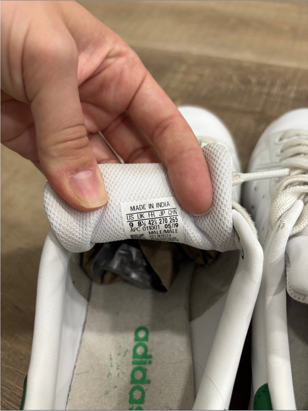 Adidas Men’s Size 9.5 White/Green Stan Smith Sneakers - Picture 7 of 7